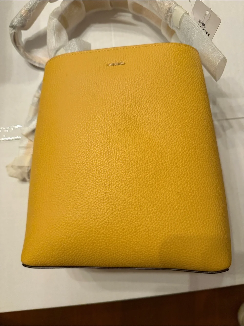 Coach Pebbled Leather Crossbody Bag - Mustard Yellow